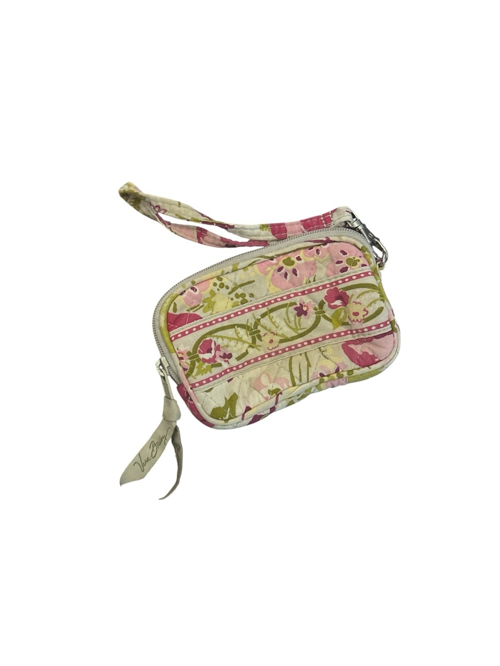 Vera Bradley Pink and Green Quilted Floral Wristlet
